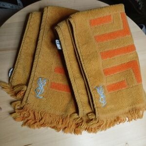 YSL 2 Orange and Gold MCM 1970s Hand Towels 11 X 15